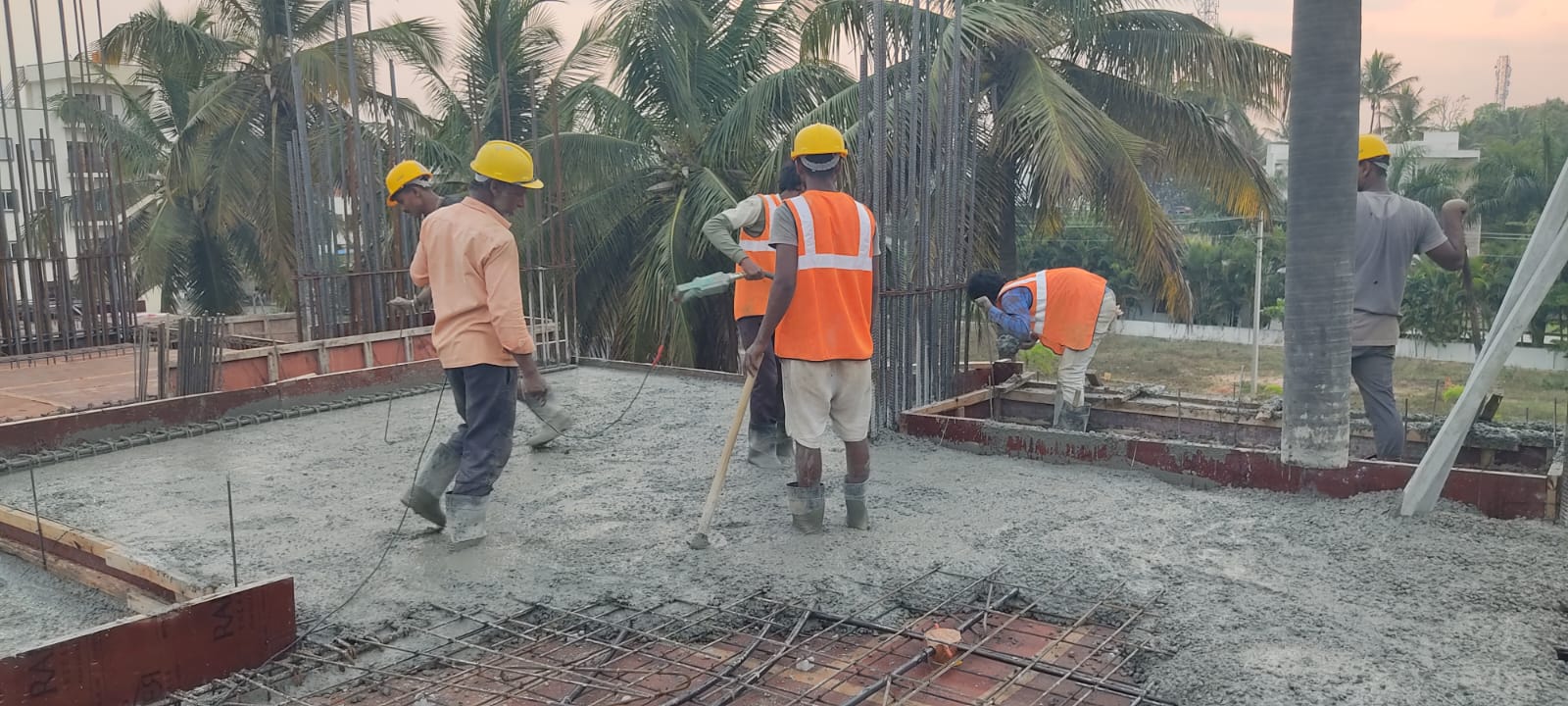 A wing second floor slab concrete work in progress